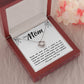 A token of love and appreciation: a silver knot necklace and a loving message for Mom.