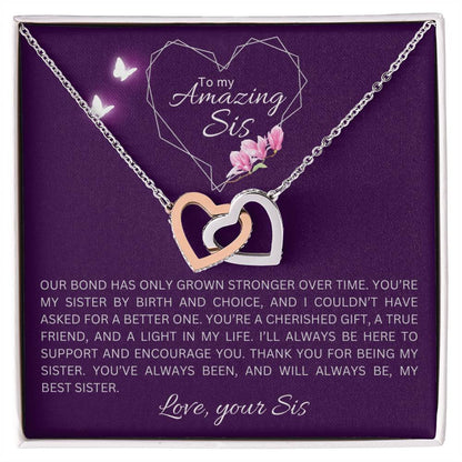 To my Sister-Interlocking Hearts Necklace