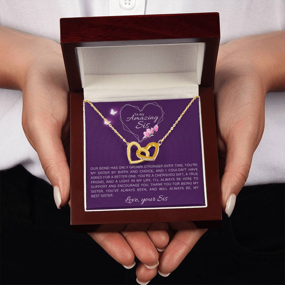 To my Sister-Interlocking Hearts Necklace