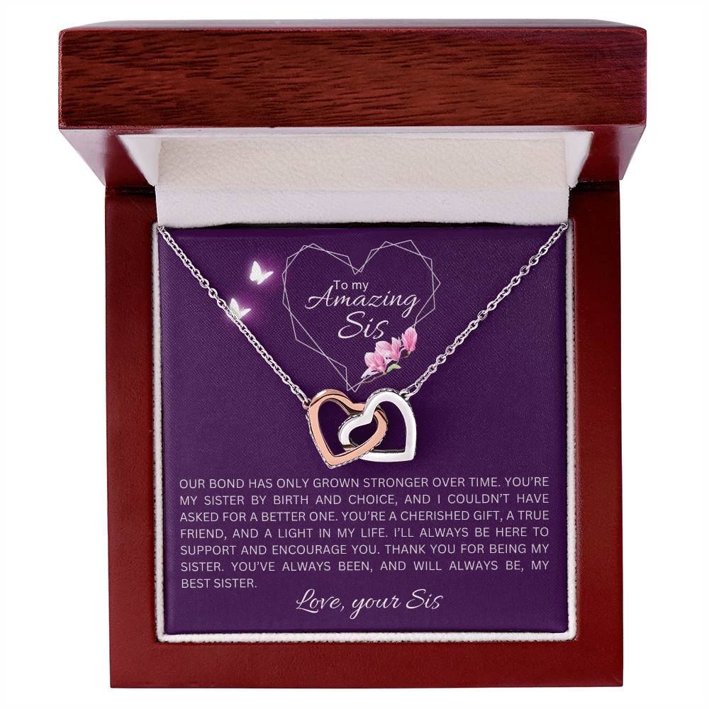 To my Sister-Interlocking Hearts Necklace