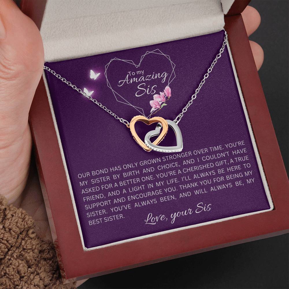 To my Sister-Interlocking Hearts Necklace