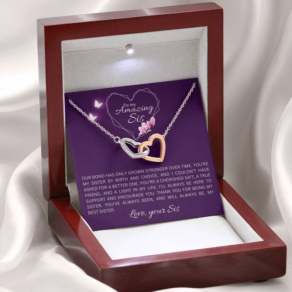 To my Sister-Interlocking Hearts Necklace