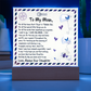 Elegant airmail-inspired Mother's Day plaque with a touching message, colorful butterflies, and a wooden light-up base.